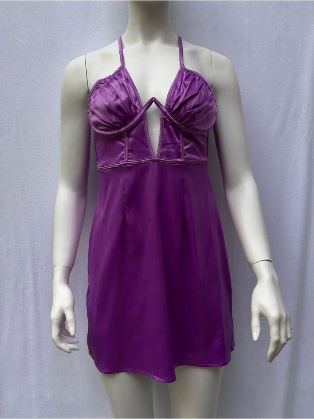 Purple Satin Chemise Dress Sz L RUNS SMALL